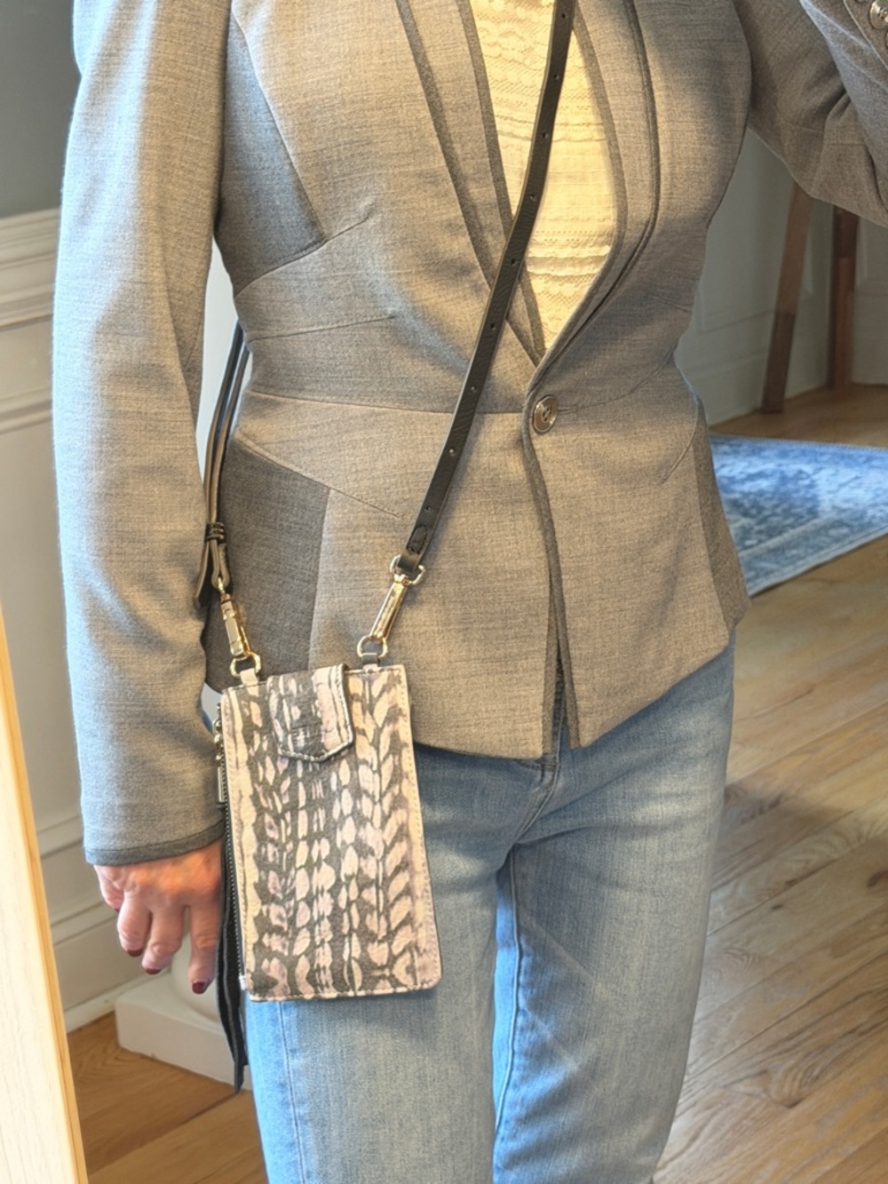 Aimee Kestenberg Boho Gray/Black Phone Crossbody Dual Strap (VGUC)